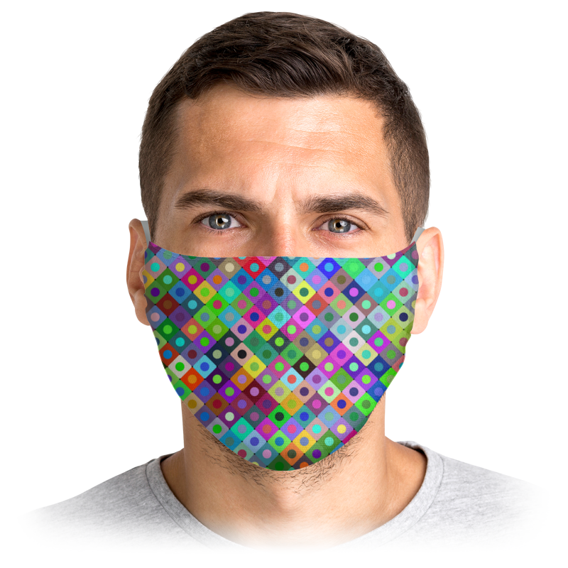 

Многоразовая маска Printio Круги и квадраты разноцветная S, Круги и квадраты