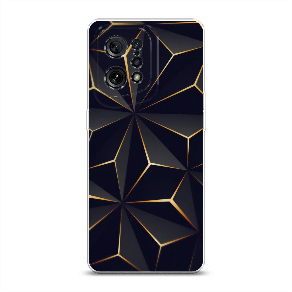 

Чехол для Oppo Find X5 "Черные полигоны", Золотистый;черный, 259750-3