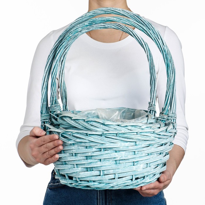 

Набор корзин плетёных, 3 шт, 34x14x40 см, зеленый