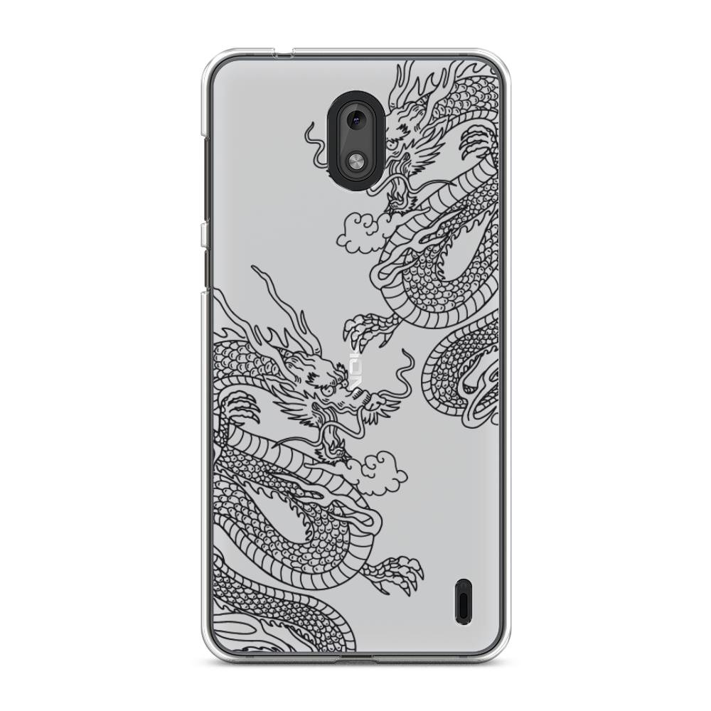 

Чехол на Nokia 2 "Два китайских дракона", Серый;черный, 120850-1