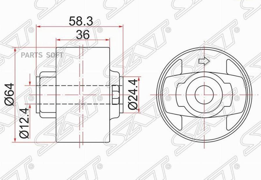 Опора Дифференциала Lh=Rh Toyota Auris/Blade/Rumion/Mark X Zio/Rav4 4wd 05- Sat арт. ST-41