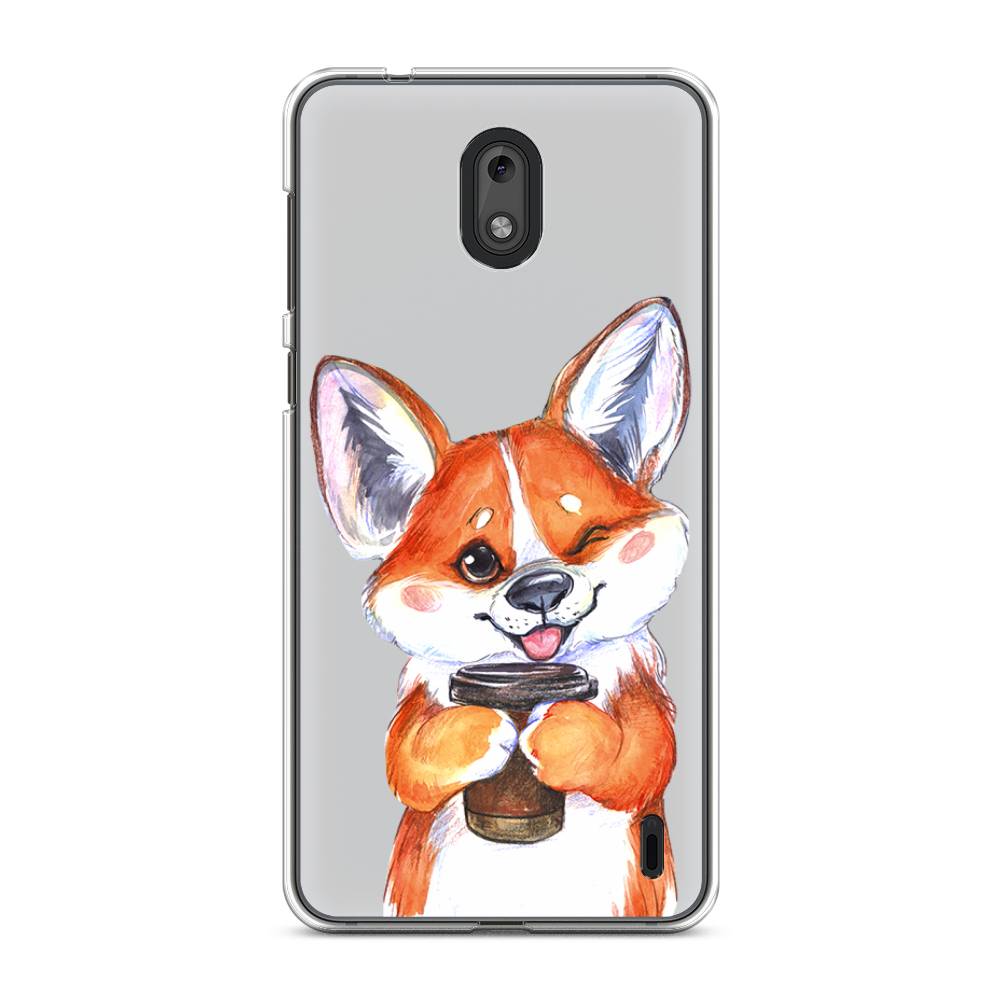 

Чехол на Nokia 2 "Корги с кофе", Оранжевый;белый, 120850-4