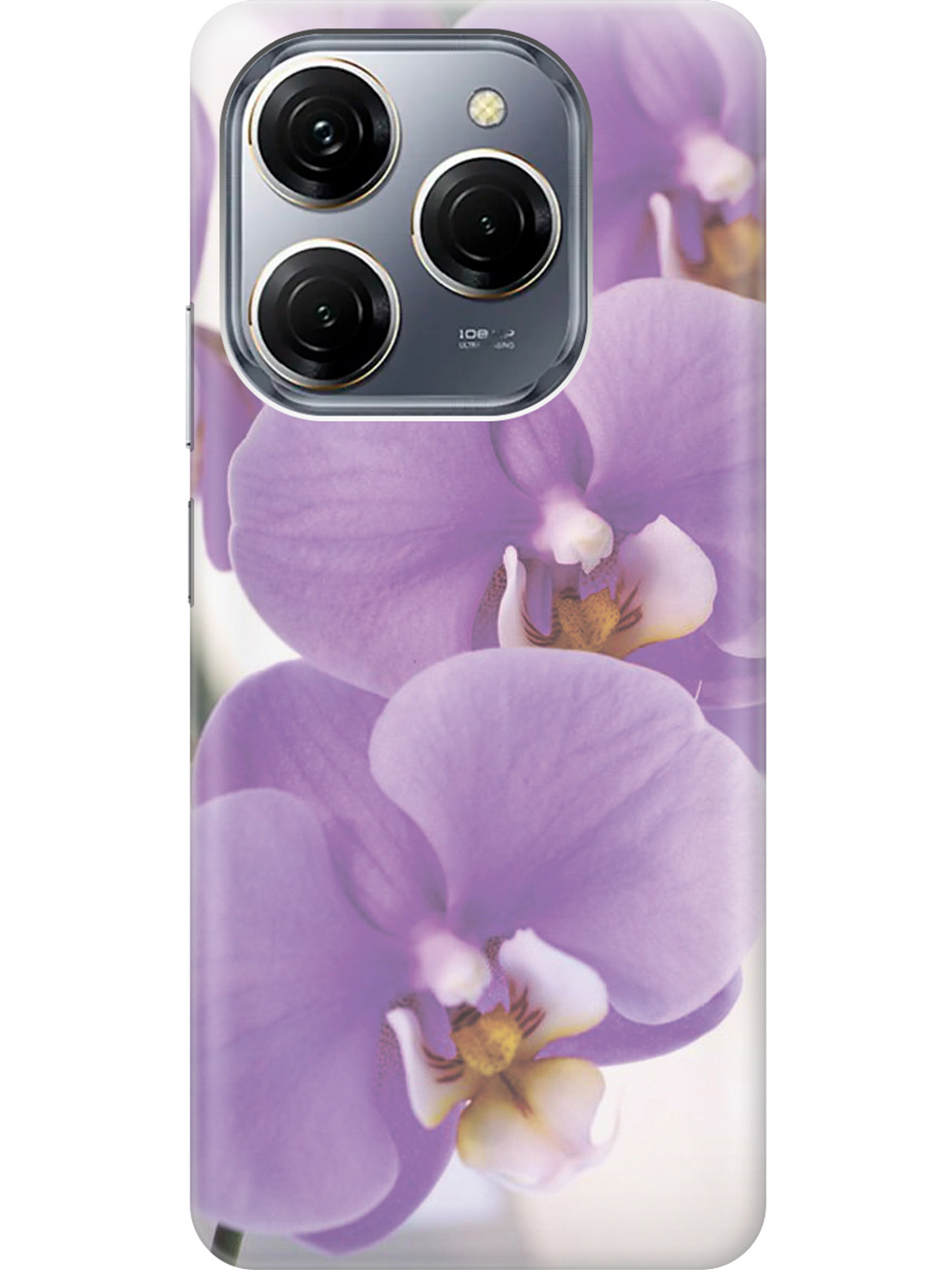 

Силиконовый чехол на Tecno Spark 20 Pro с рисунком "Сиреневые орхидеи", Фиолетовый;серый, 20011919
