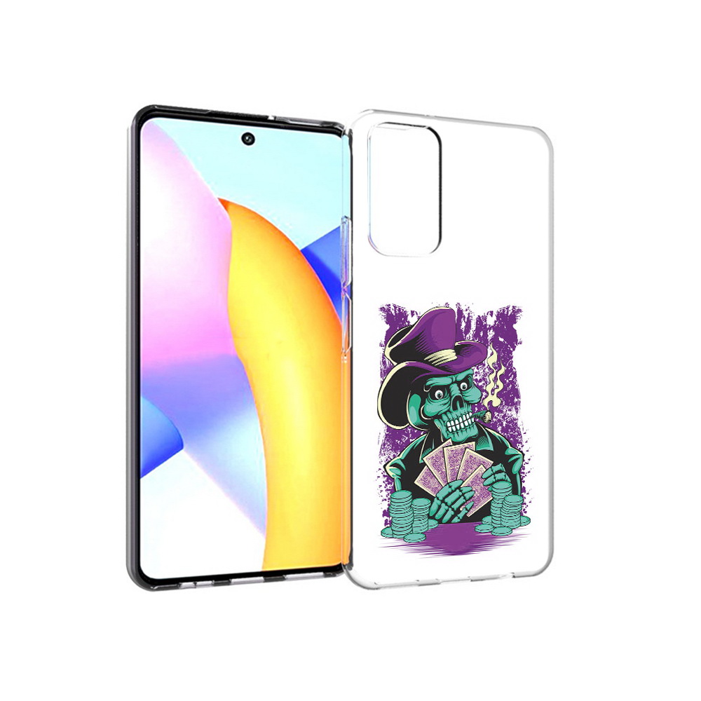 

Чехол MyPads Tocco для Huawei Honor 10 X Lite зеленый череп с картами, Прозрачный, Tocco