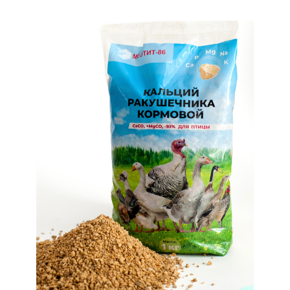 

Минеральный комплекс для птиц МЕОТИТ-86 ракушка для кур, уток, гусей, индеек, 1 кг