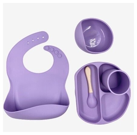 Набор детской силиконовой посуды AVEXELA Milano Dishes Kids purple