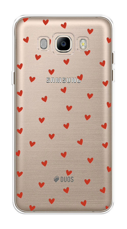 

Чехол на Samsung Galaxy J7 2016 "Red hearts", Красный;прозрачный, 23050-1