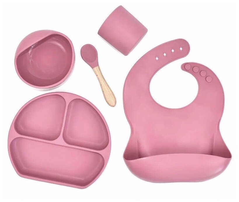 фото Набор детской силиконовой посуды avexela milano dishes kids pink