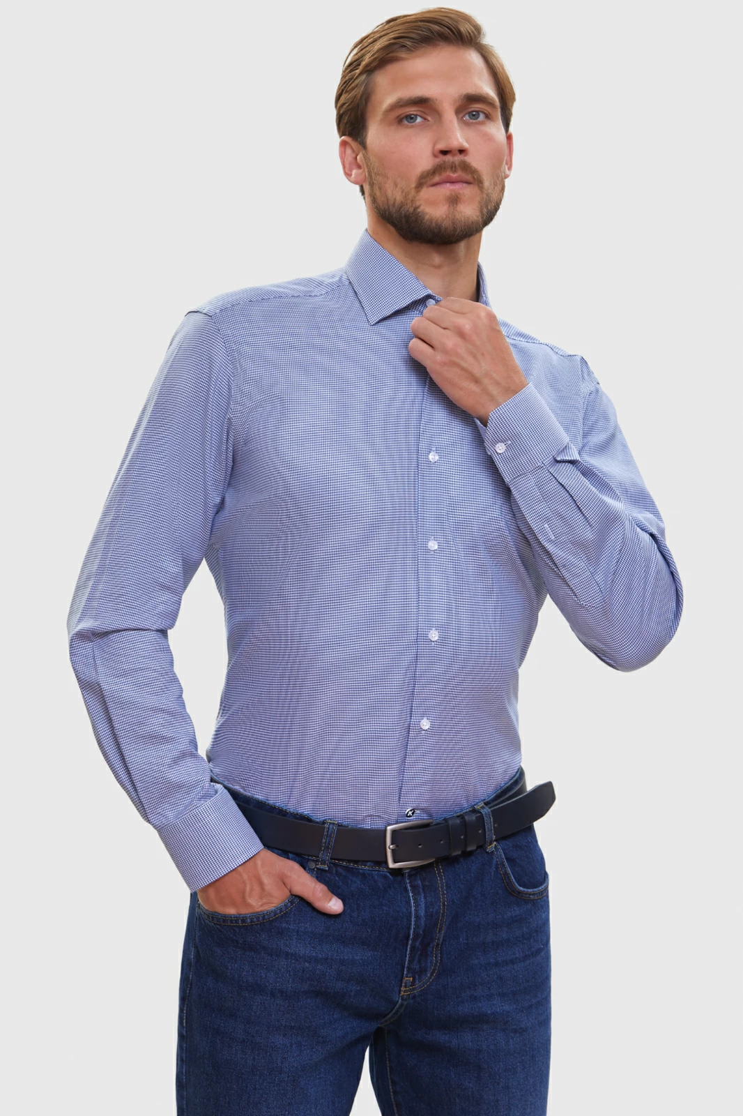 Рубашка мужская Kanzler 3A-401SL-1115-15 синяя 39