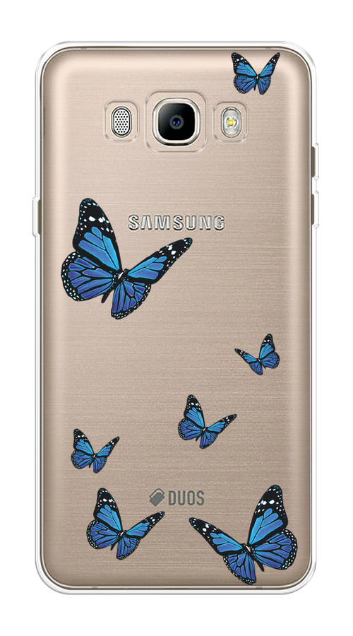 

Чехол на Samsung Galaxy J7 2016 "Blue butterflies", Синий;черный, 23050-1
