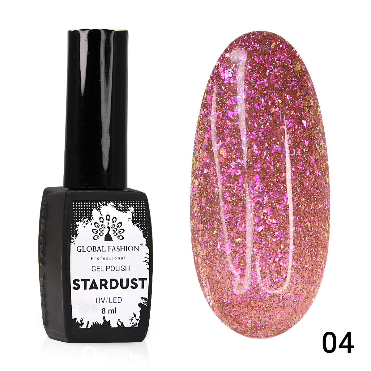 Гель-лак Global Fashion Stardust 04 светоотражающий блестящий с фольгой 8 мл stardust