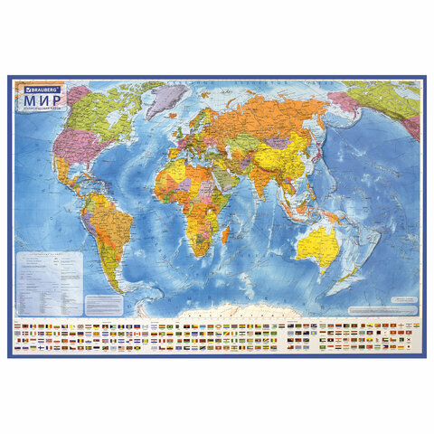 

Карта мира политическая BRAUBERG, 112384, 117х80 см, 1:28М, с ламинацией, интерактивная