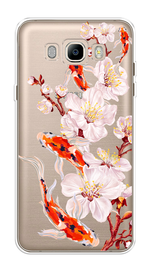

Чехол на Samsung Galaxy J7 2016 "Карпы и сакура", Оранжевый;розовый;бежевый;прозрачный, 23050-1