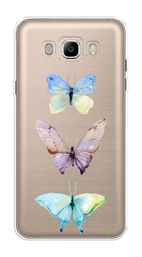 

Чехол на Samsung Galaxy J7 2016 "Акварельные бабочки", Бирюзовый;розовый, 23050-1