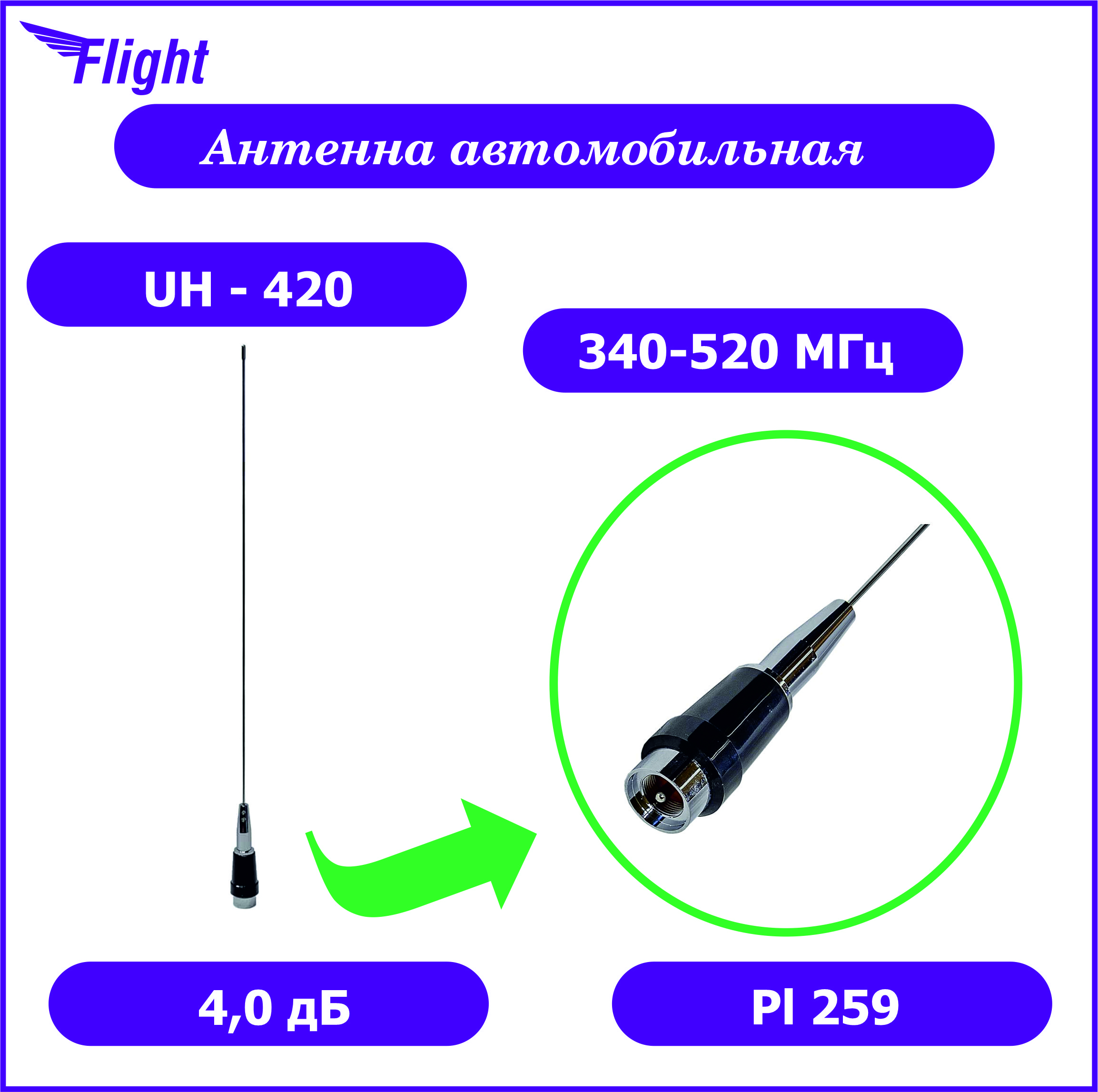 Антенна для автомобильной рации Flight 00028165, пассивная