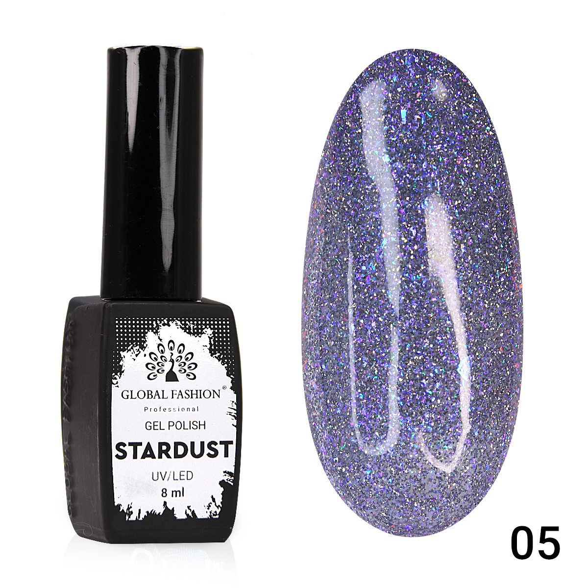 Гель-лак Global Fashion Stardust 05 светоотражающий блестящий с фольгой 8 мл stardust