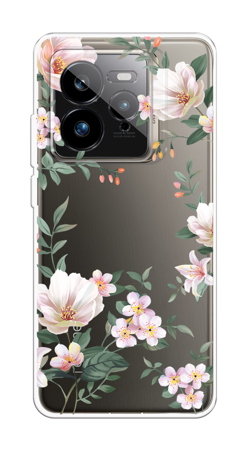 

Чехол на Realme GT 7 Pro Beautiful white flowers, Бежевый;зеленый, 2518950-1