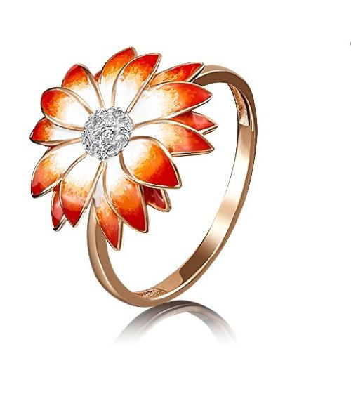 

Кольцо из красного золота с фианитом/эмалью р. 18,5 PLATINA jewelry 01-4784-00-401-1110-25, 01-4784-00-401-1110-25