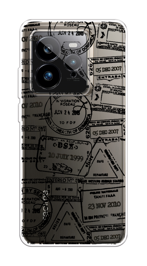 

Чехол на Realme GT 7 Pro Visa stamps 2, Белый;черный;серый, 2518950-1