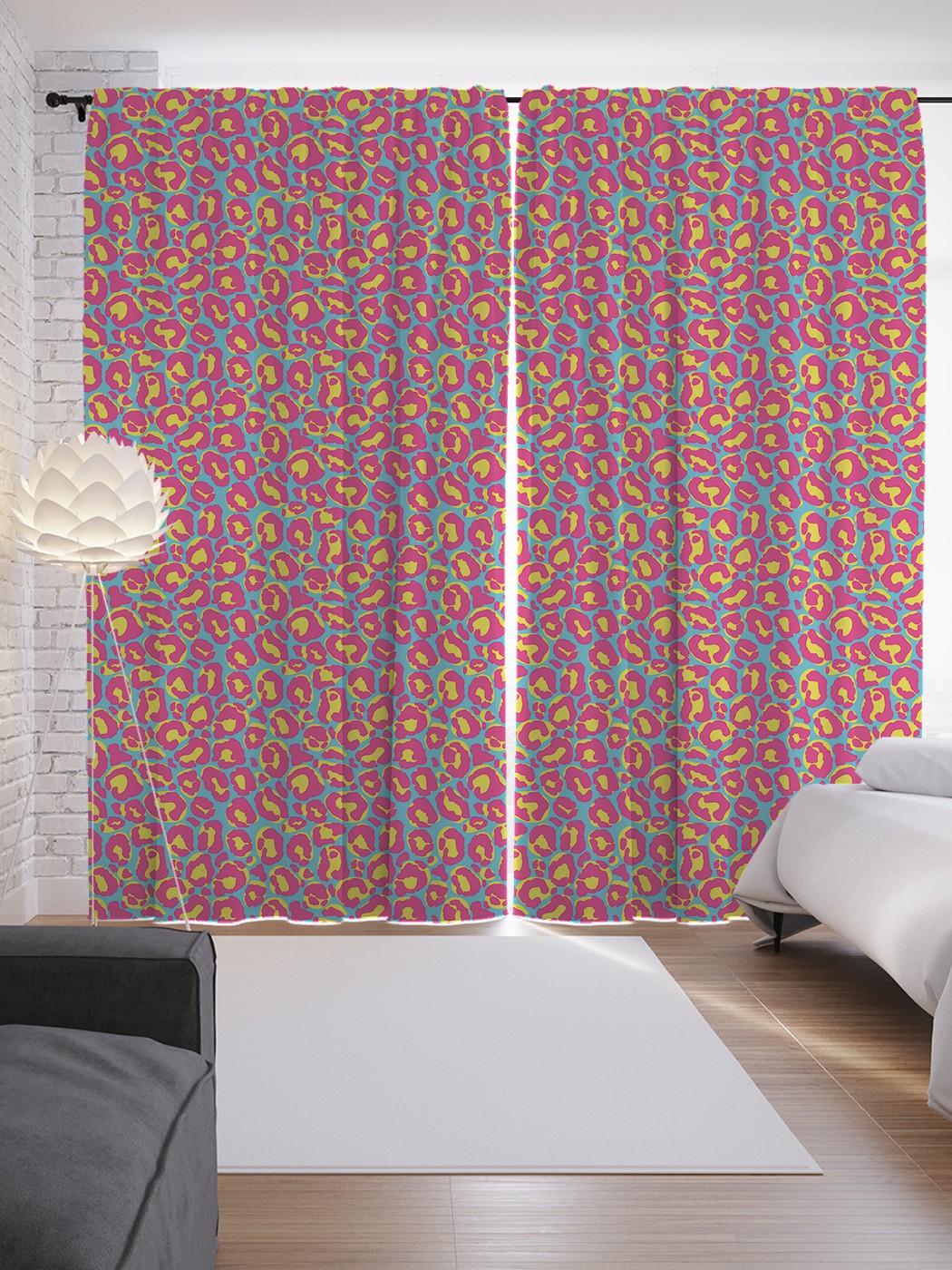 

Шторы с фотопечатью JoyArty "Разноцветный леопард" из сатена, 290х265 см, Разноцветный леопард