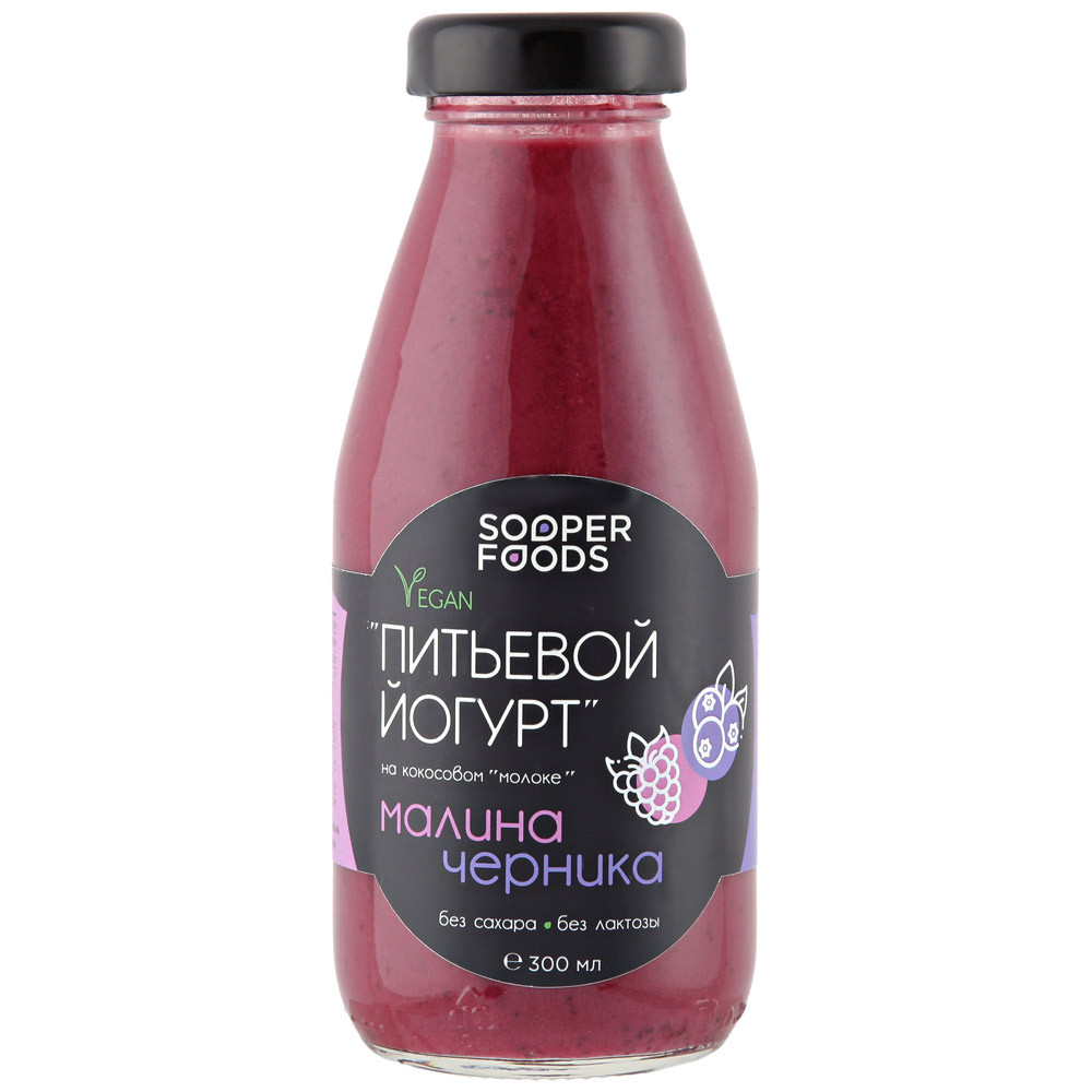 

Йогурт Sooperfoods питьевой термостатный малина черника на кокосовом молоке 300 мл
