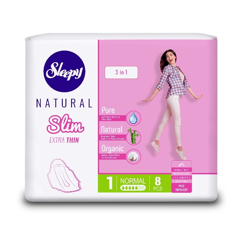 Прокладки гигиенические Sleepy Natural Slim Normal, ультра тонкие, 8 шт