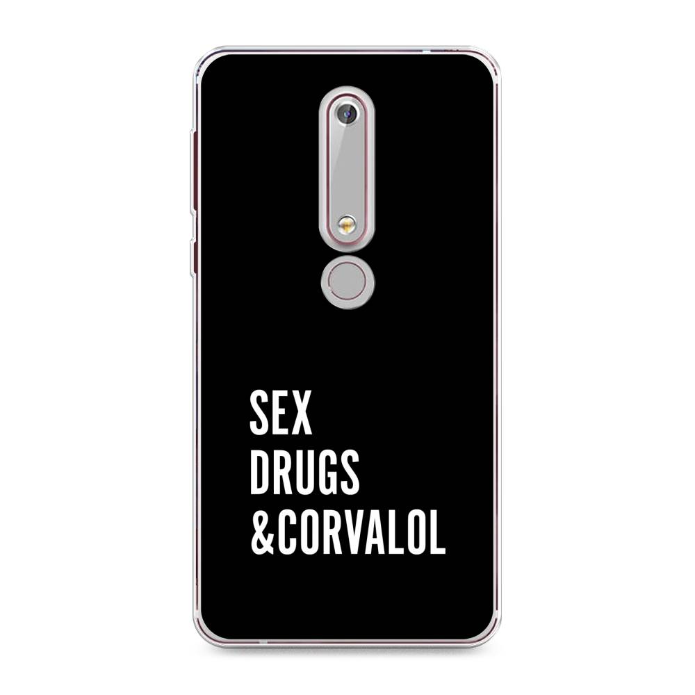 

Чехол на Nokia 6.1 2018 "Corvalol", Черный;серый;белый, 120950-6