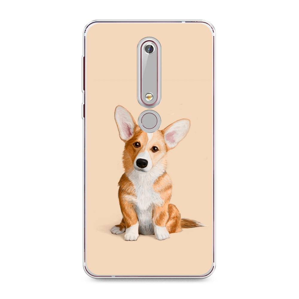 

Чехол на Nokia 6.1 2018 "Грустный Корги", Коричневый;бежевый, 120950-1