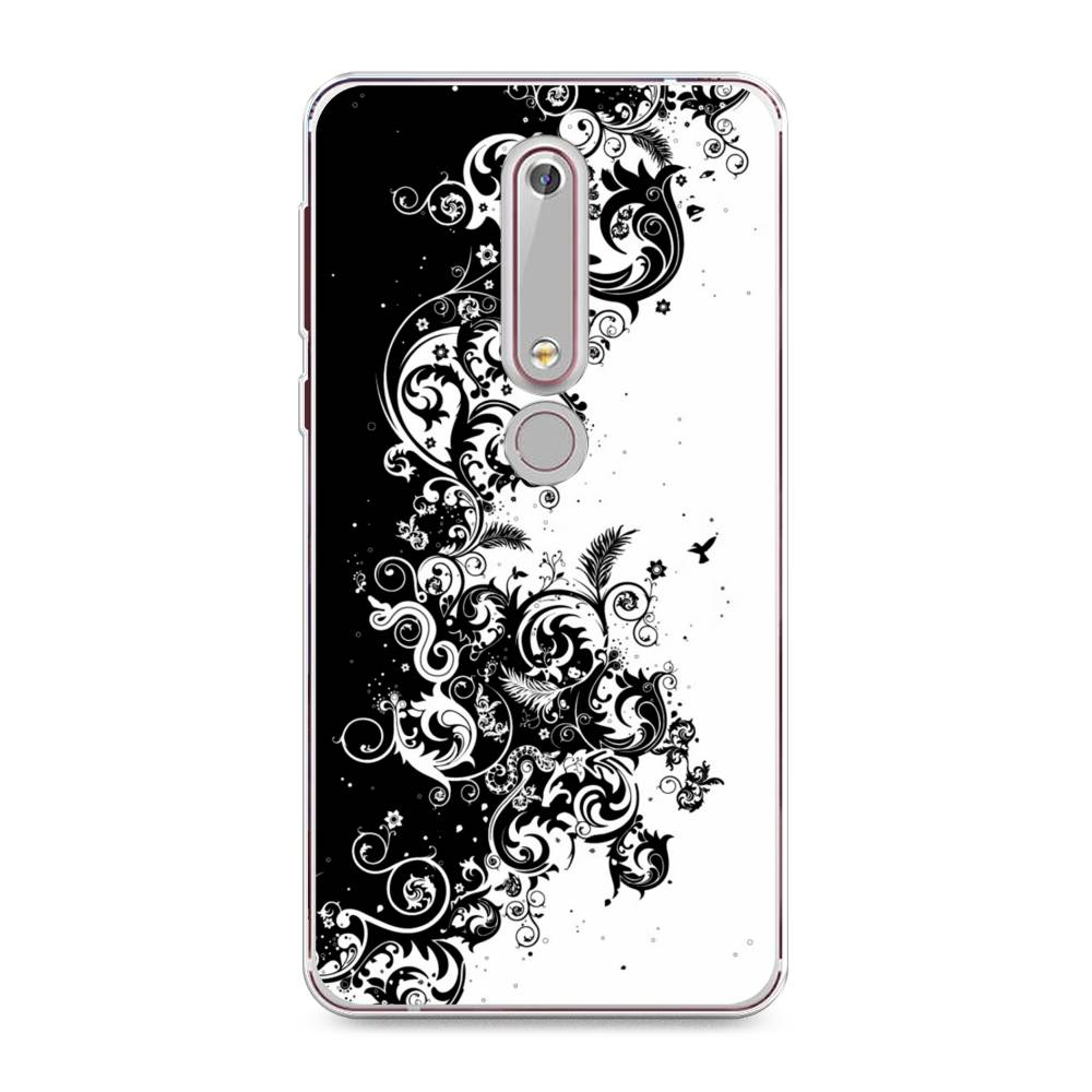 

Чехол на Nokia 6.1 2018 "Черно белый узор", Белый;черный;серый, 120950-3