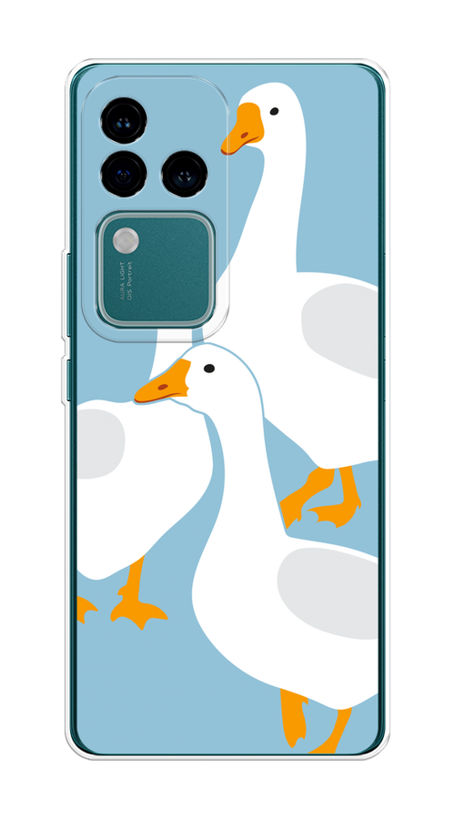 

Чехол на Vivo V30 Pro/S18 Pro "Гусиное трио", Голубой;белый;серый;желтый, 269950-1