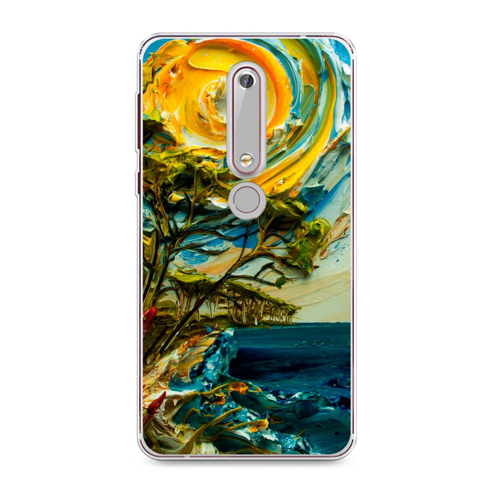 

Чехол на Nokia 6.1 2018 "Солнце живопись", Желтый;синий, 120950-4
