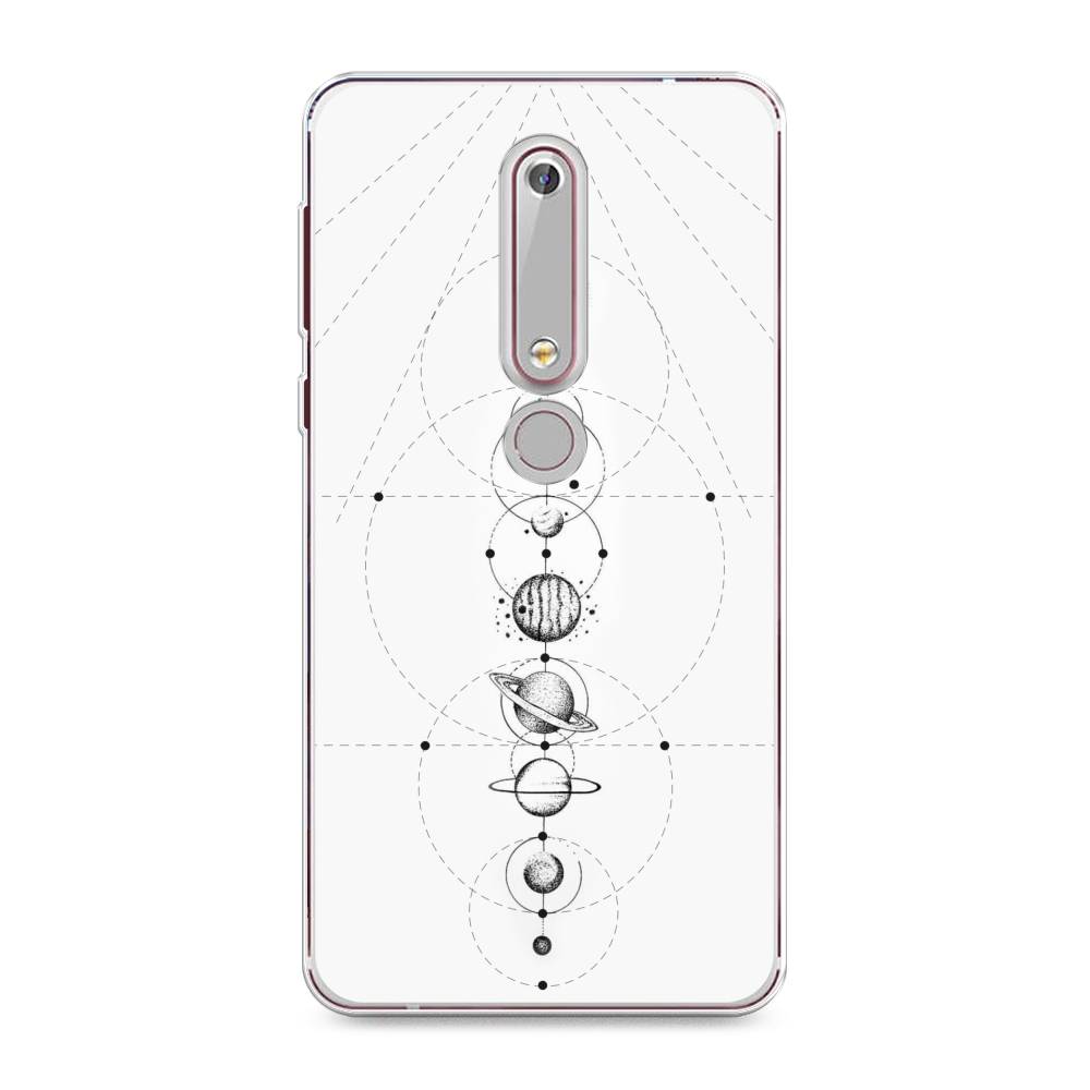 

Чехол на Nokia 6.1 2018 "Парад планет", Серый, 120950-2
