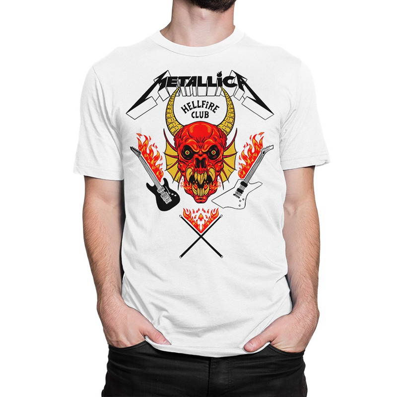 

Футболка мужская Dream Shirts Hellfire Club Metallica Stranger Things белая XS, Hellfire Club Metallica Stranger Things - Очень странные дела