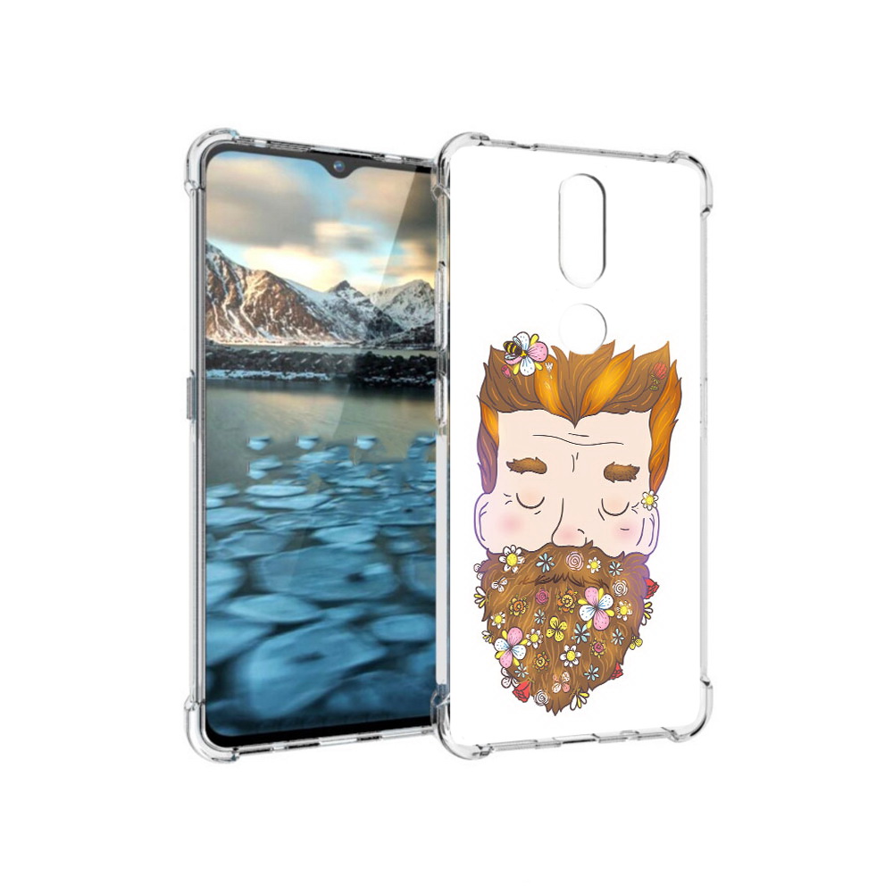 

Чехол MyPads Tocco для Nokia 2.4 мужчина с цветами в бороде (PT227049.107.489), Прозрачный, Tocco