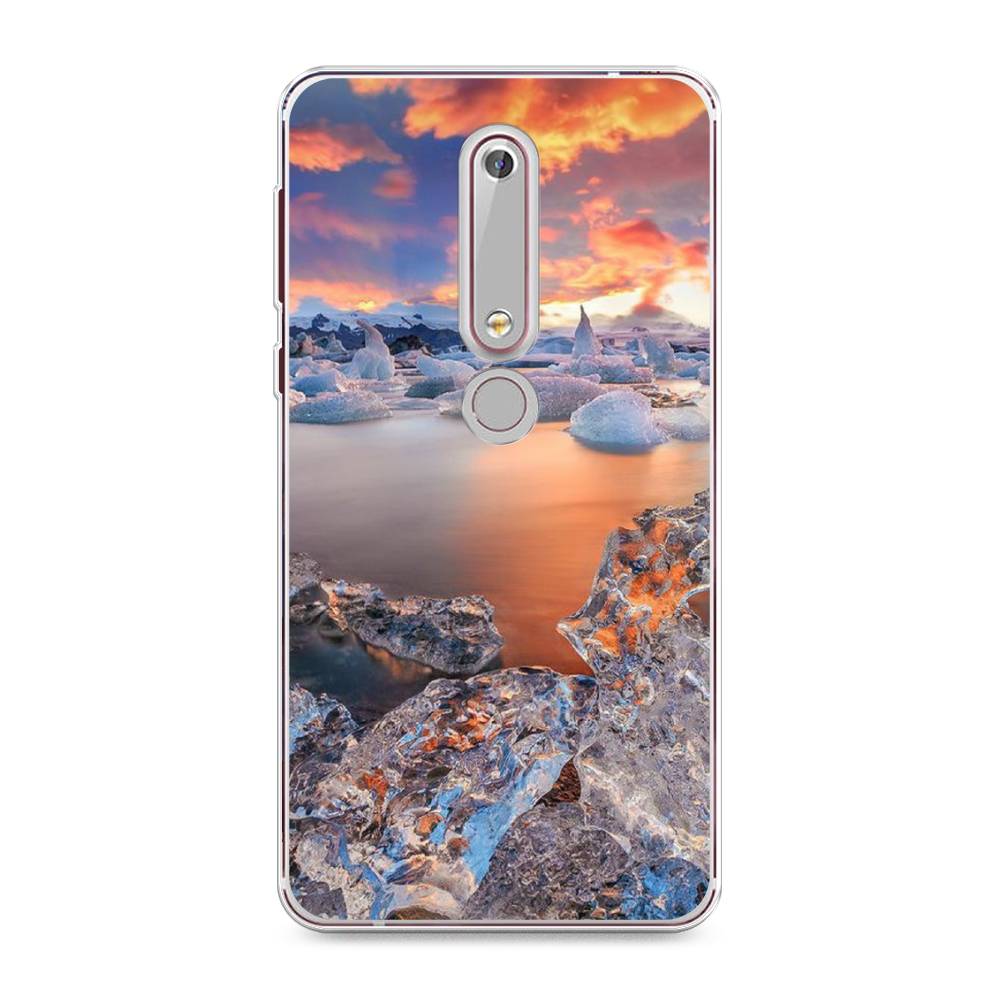 

Чехол на Nokia 6.1 2018 "Ледники", Синий;оранжевый, 120950-2