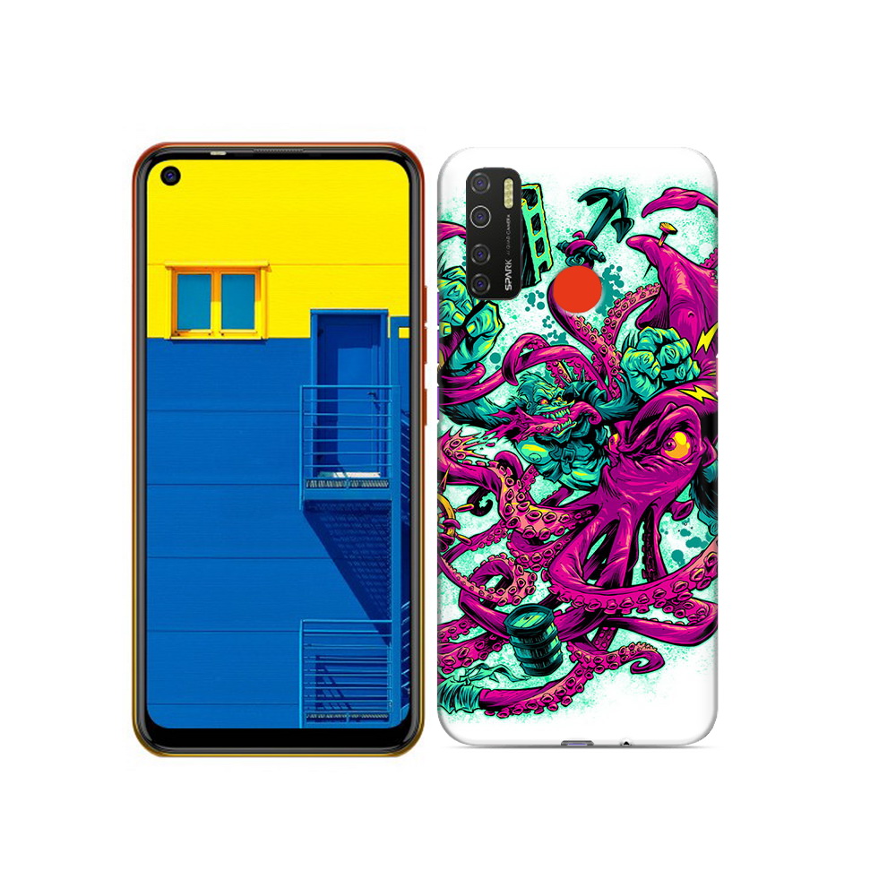 

Чехол MyPads Tocco для Tecno Spark 5 фиолетовый кракен, Tocco