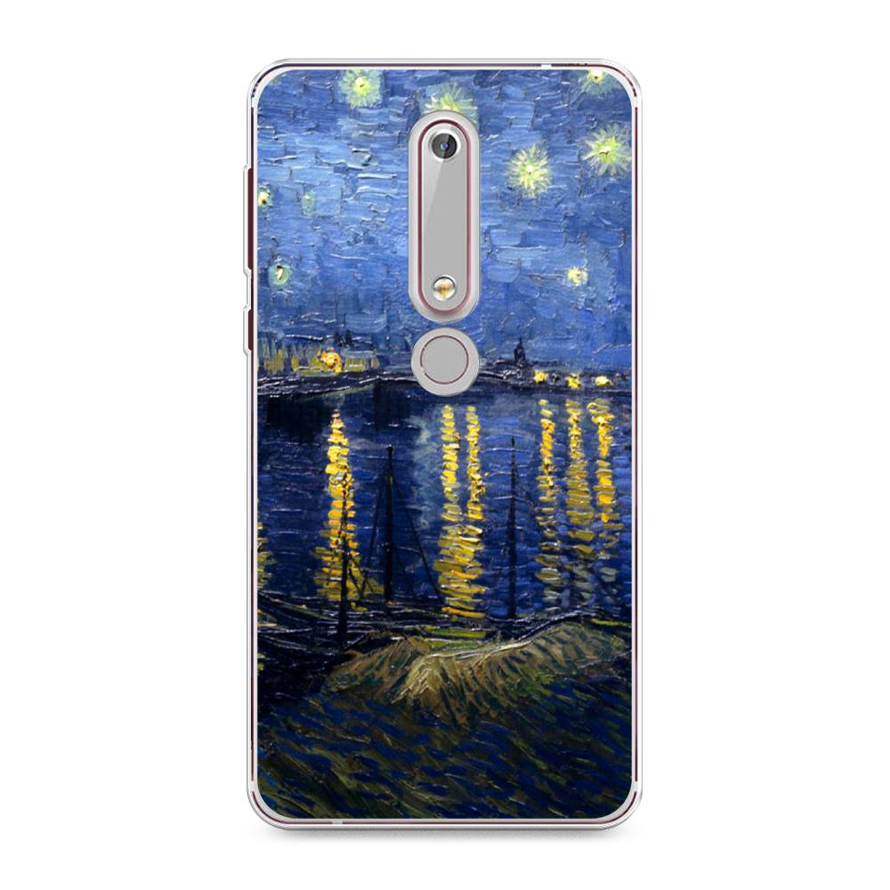

Чехол на Nokia 6.1 2018 "Звездная ночь над Роной", Синий;желтый, 120950-4
