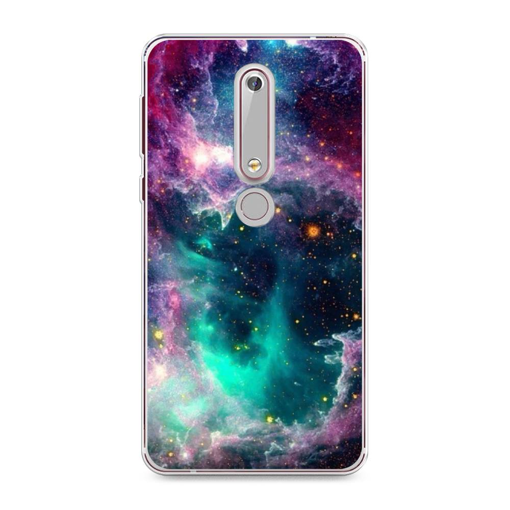 

Чехол на Nokia 6.1 2018 "Звездные облака", Розовый;бежевый, 120950-2
