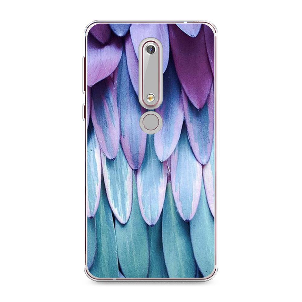 

Чехол на Nokia 6.1 2018 "Синее перо", Фиолетовый;голубой, 120950-3