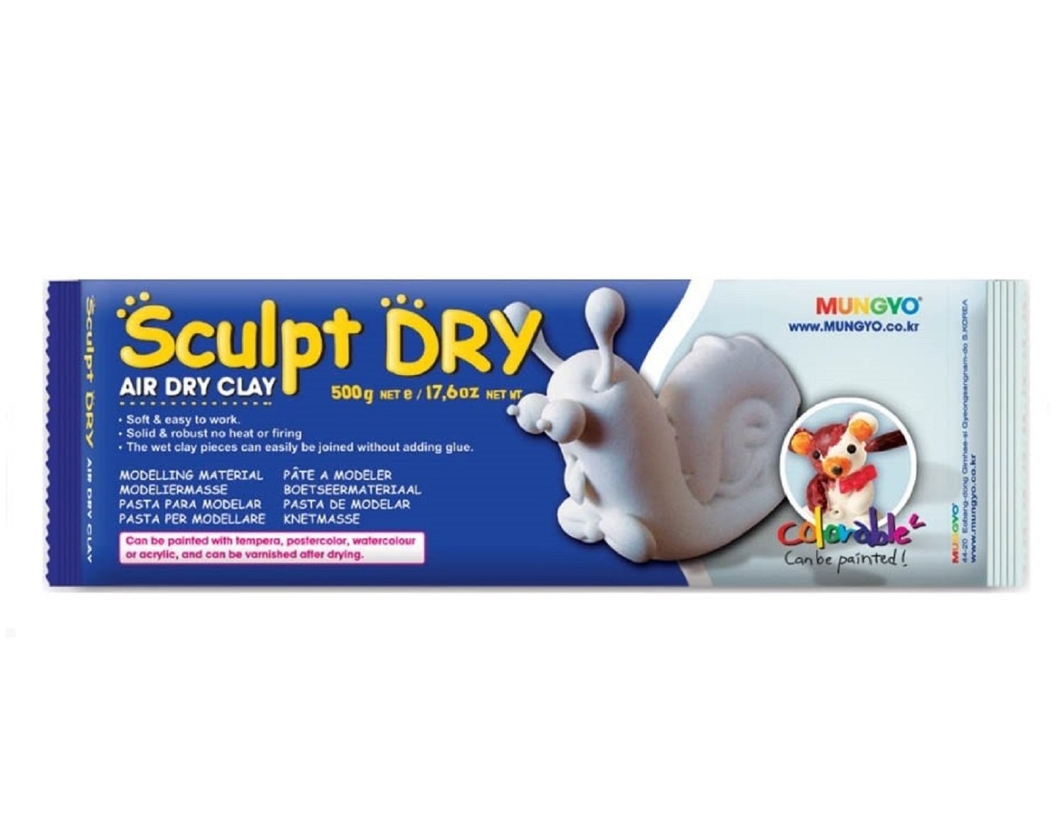 Глина для моделирования Sculpt Dry , 500 г, белая Mungyo MGMW500