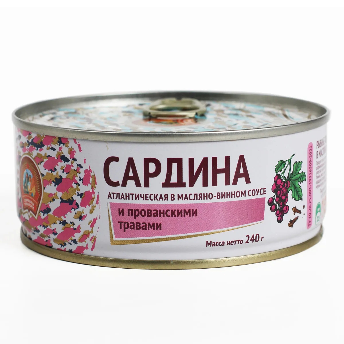 

Сардина Сохраним традиции атлантическая в масляно-винном соусе с прованскими травами 240 г