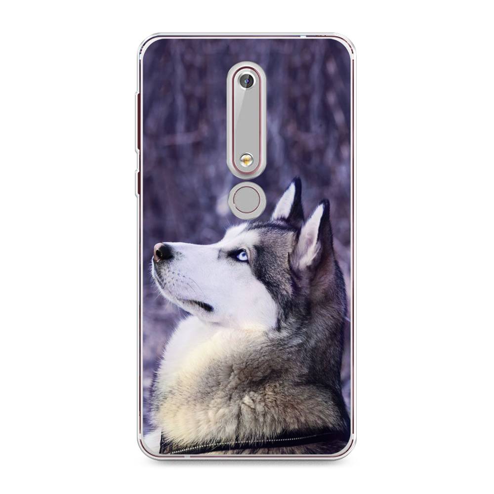 

Чехол на Nokia 6.1 2018 "Хаски 1", Фиолетовый;белый, 120950-1