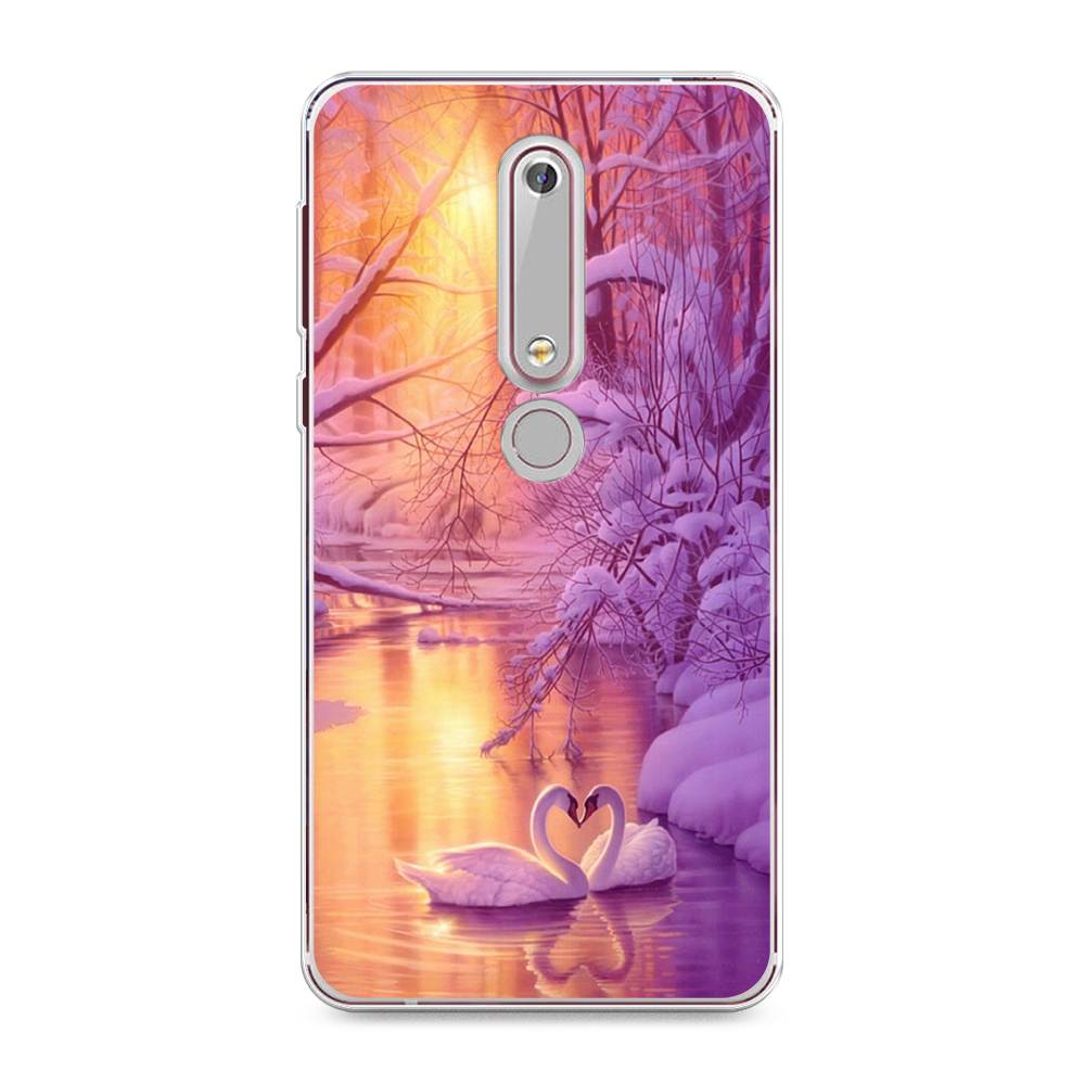 

Чехол на Nokia 6.1 2018 "Зима 1", Фиолетовый;желтый, 120950-2