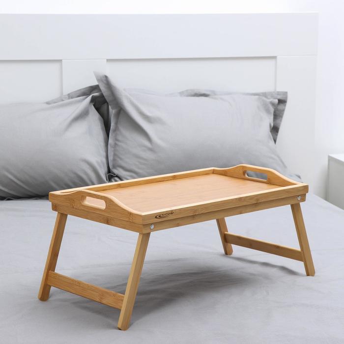 Столик-поднос для завтрака со складными ножками, 50x30x23 см, бамбук