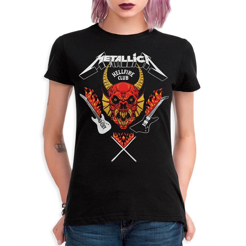 

Футболка женская Dream Shirts Hellfire Club Metallica Stranger Things черная M, Hellfire Club Metallica Stranger Things - Очень странные дела-1