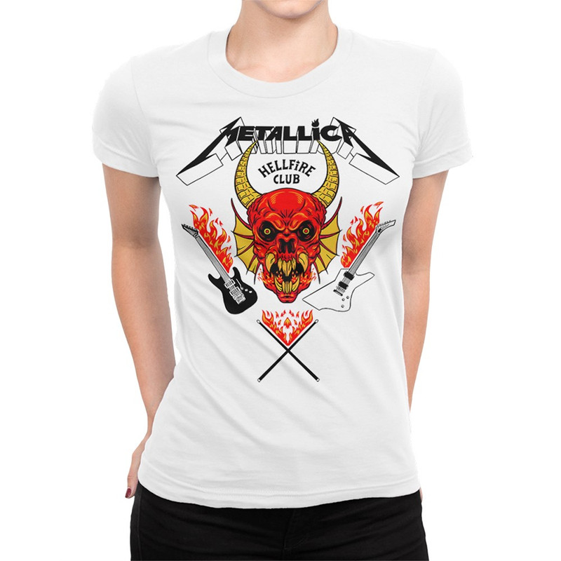 

Футболка женская Dream Shirts Hellfire Club Metallica Stranger Things белая L, Hellfire Club Metallica Stranger Things - Очень странные дела-1