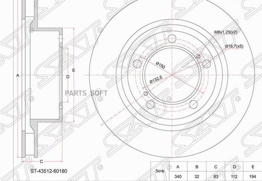 

SAT Диск тормозной перед TOYOTA LAND CRUISER 200/LEXUS LX570 07-15
