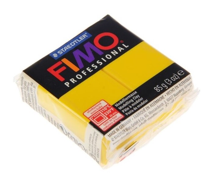 Глина полимерная FIMO Professional запекаемая, 85 грамм, чисто-желтый Staedtler 8004-100 полимерная глина staedtler soft запекаемая в печке 56 грамм желтый