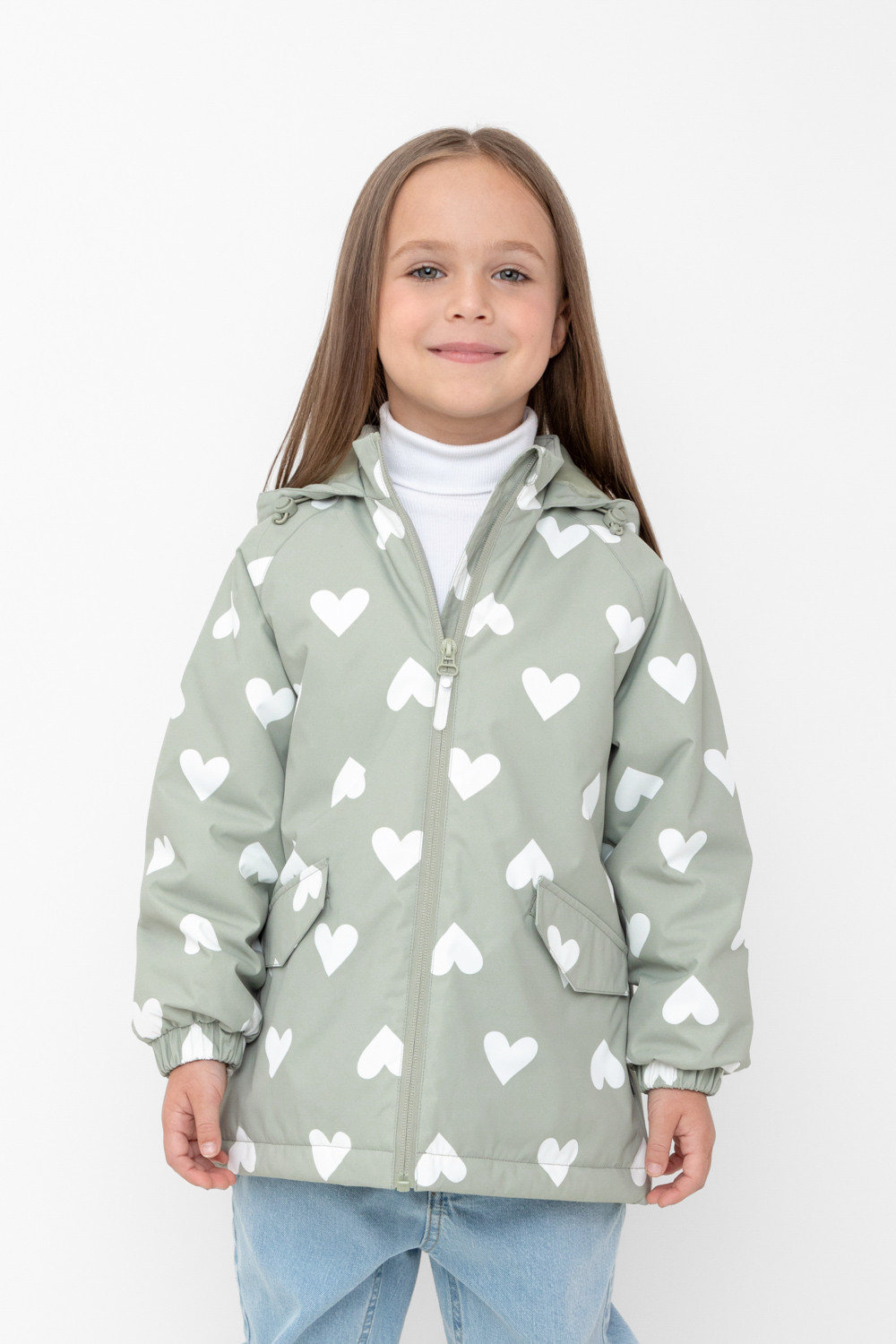 Куртка детская CROCKID 1G JKT 006(5).1_b, зеленый чай, сердца, 116 ролик для закатки шнура зеленый
