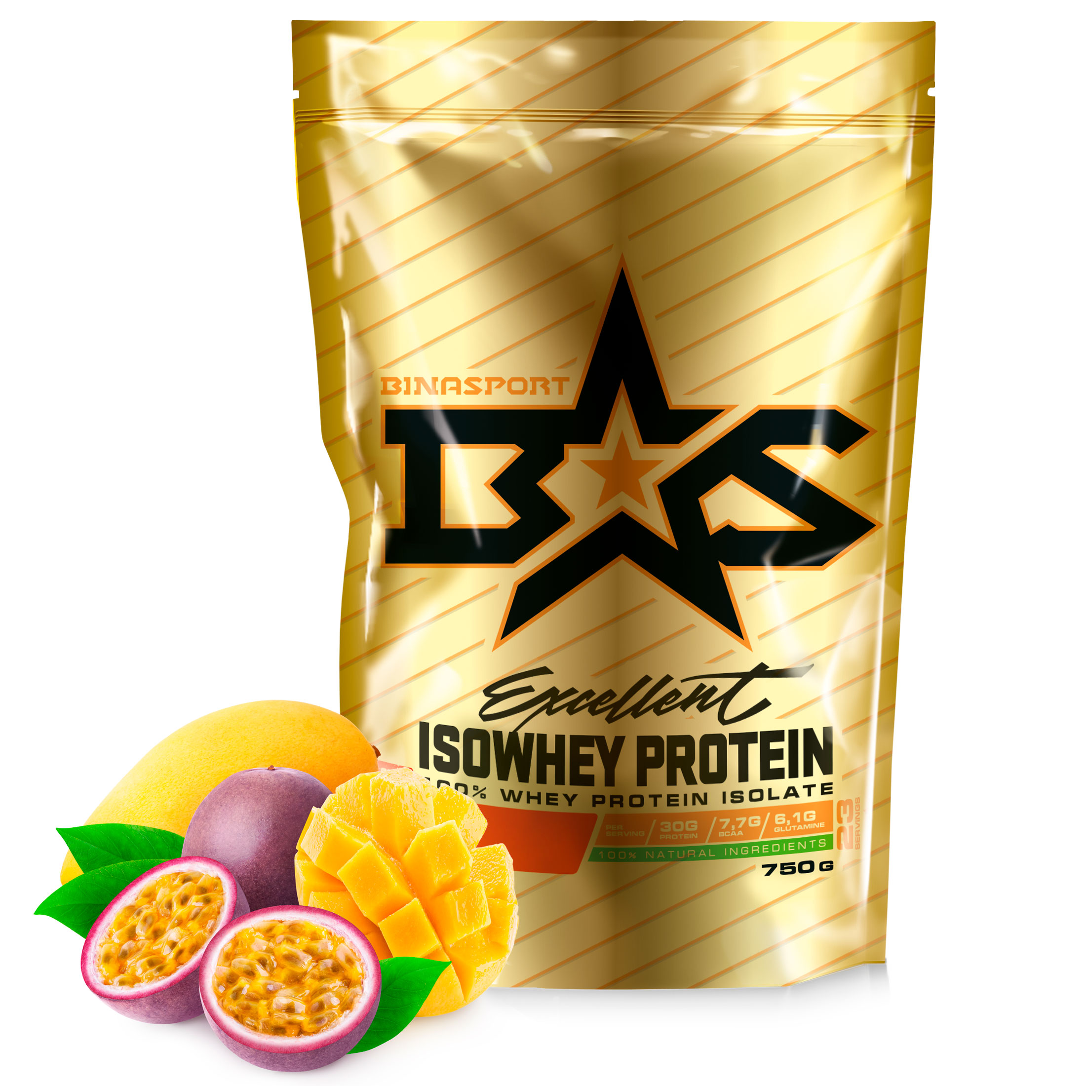 фото Протеин binasport excellent isowhey protein, 750 г, mango-passionfruit